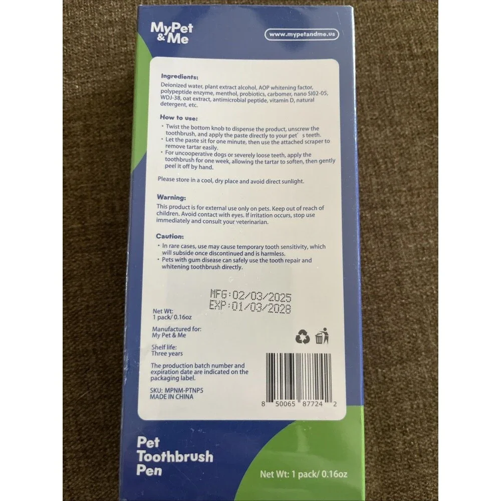 MyPet & Me Pet Toothbrush Pen Plant Based Natural Tooth Cleaning &Freshener 1/28